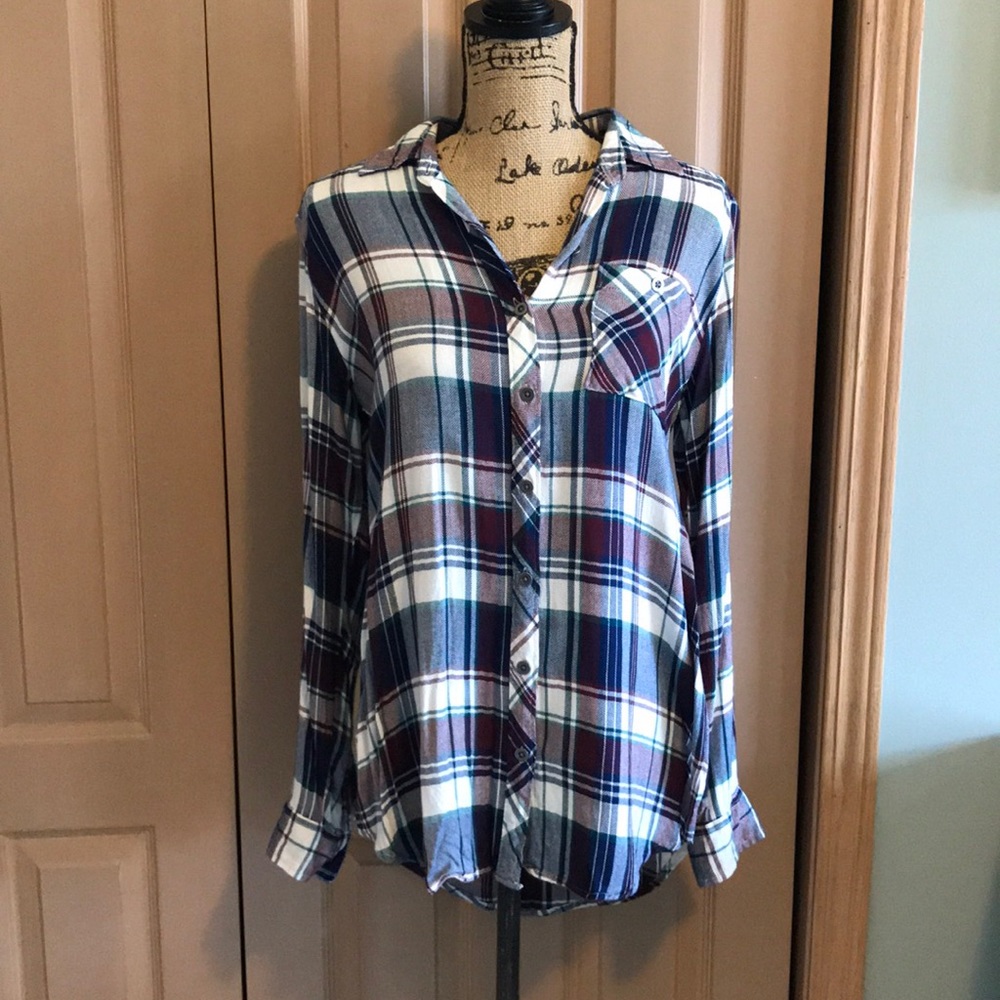 LA Hearts Pacsun Shirt Button Up Side Slits Plaid